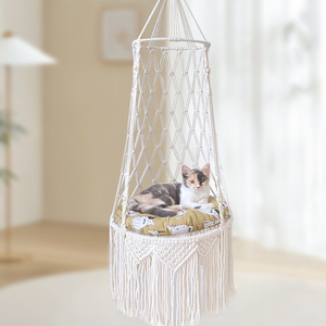 Macramé pour chat balançoire rempotage arrangement fait à la main tenture murale chat cage hamac suspendu rotin balançoire lit de <span class=keywords><strong>couchage</strong></span> - Product Image 2