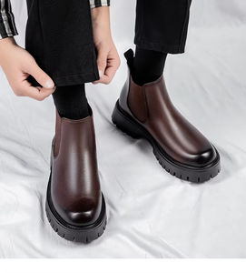 אופנה טרנד לגברים הסיטונאי נוח מגפי chelsees‏ מגפי עור אמיתי - Product Image 6