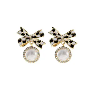 Earrings Fashion Ins New Earrings Bow Accessories Women Crystals Jewellery Gold Plated Wholesale