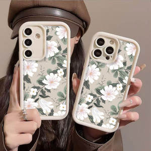 Coque de téléphone portable en TPU antichoc de style lentille d'appareil photo avec imprimé de feuilles de fleurs originales pour <span class=keywords><strong>Samsung</strong></span> A52 A53 A54 A55 A56 <span class=keywords><strong>A71</strong></span> F23 M23 - Product Image 3