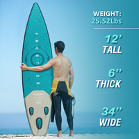 Planche de paddle gonflable de 12 pieds en PVC Drop Stitch avec siège de kayak, pompe et kit de réparation, SUP pour yoga, surf, pêche, personnalisable OEM