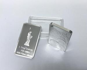 1 Troy Ounce Fijne Zilveren Metalen Medaille Het Vrijheidsbeeld Ontwerp Verzilverde Uitdaging Rechthoek Munt - Product Image 3
