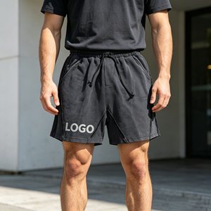Men's shorts Street Style Cargo Shorts Mid Waist <b>Drawstring</b> Cotton Bermuda Shorts With Pockets Letter Print Washed Plus Size - Product Image 2