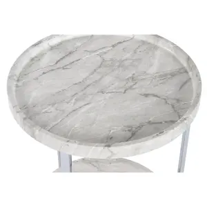 Table d'appoint en MDF et métal 40x40x53 cm avec finition effet marbre - Product Image 3