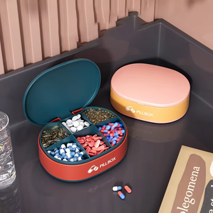 Scatola di plastica portatile per medicinali in Silicone rettangolare a forma rotonda con Design classico per il distributore di gioielli in metallo - Product Image 3