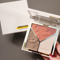 Palette de contour MINSHZEE en marque propre, palette de contour 3-en-1 scintillante et mate, blush, surligneur et contour