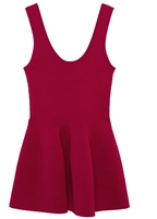Couleur unie Design minimaliste sans manches encolure carrée fines bretelles construites longues femmes robe en tricot été