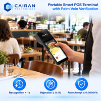 POS Mobile Cairan Bluetooth Pembayaran Palm Vein 5.5 Inci Android 14 NFC QR Barcode Inventaris Kafe Bistro Retail Genggam Pintar