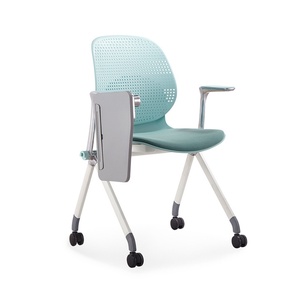 Chaise d'étude pliable en plastique pour lycéens et étudiants universitaires avec tablette d'écriture et roulettes pour un déplacement facile - Product Image 1