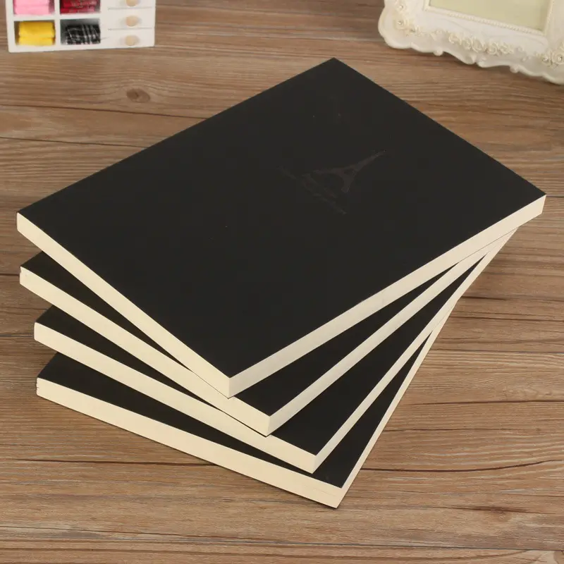 Hot Sell Kraft Black Paper Cover Plain Blank Skechbook Book Thick For Student Logo UV Printing Silver Gold Foil Notes Notepad