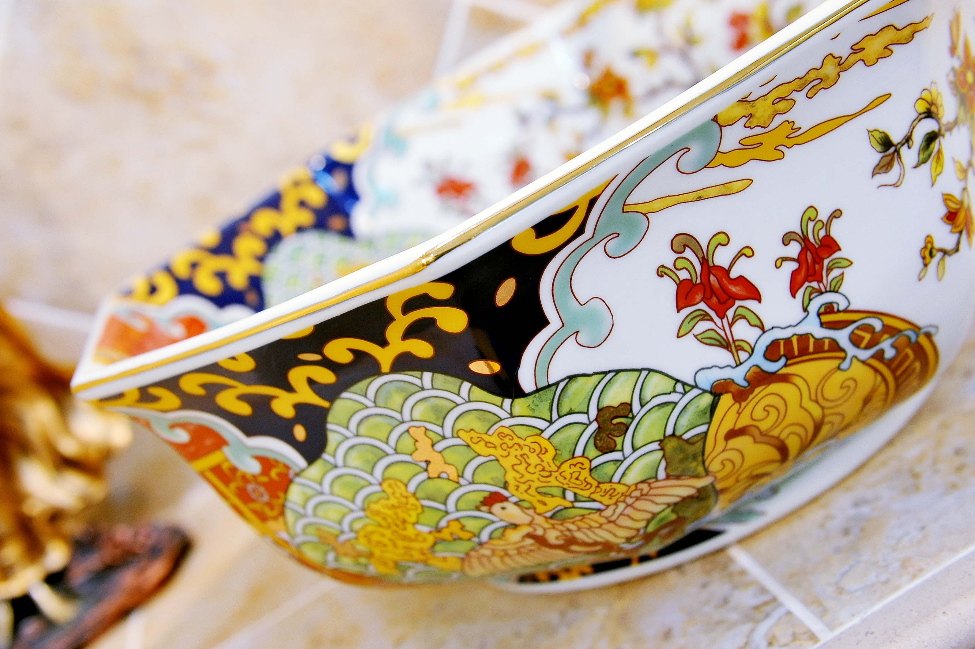 Lavabo de Arte de cerámica Octágono chino antiguo Lavabos de
