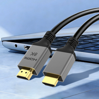 Cable Ultra High Speed 2.1 de 48 Gbps, 8K a 60 Hz, 4K a 120 Hz, Blindado, Cobre Estañado, Macho-Macho, Carcasa de Aluminio Gris, Chapado en Oro, para Computadora