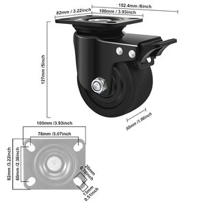 Rodízio giratório WBD 2 <span class=keywords><strong>3</strong></span> 4 polegadas com desenho de centro de baixa gravidade rodízios industriais pretos com carga de freio - Product Image 6