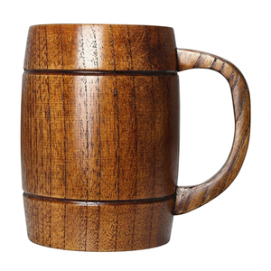 Tasses en bois faites à la main - Style européen écologique 400 ml pour boissons chaudes, café, vin, bière - pour cadeaux - Product Image 1