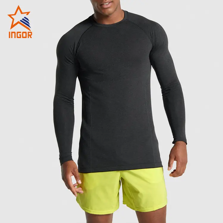 Ingor Custom Printing Cotton Full Sleeve Raglan T-shirt Mens Plain Gym Slim Fit Long Sleeve T shirt