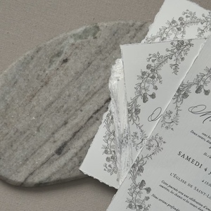 Invitación de Boda Elegante con Impresión Digital en Papel Hecho a Mano, con Relieve, Personalizada, con Borde Decorativo, de Algodón Fino - Product Image 3