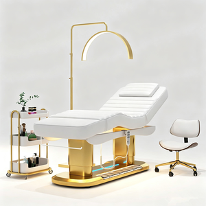 Modern Luxury Beauty Salon Furniture with <b>LED</b> Foot Control Electric Black Spa Facial Care <b>Bed</b> Medical Facial Massage <b>Bed</b> - Product Image 1