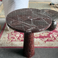 Table basse ronde en marbre naturel de luxe Rosso Levanto, table d'appoint moderne en marbre rouge, table à manger à base conique pour maison et villa