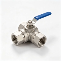 Vanne à boisseau sphérique manuelle en acier inoxydable 304, 3 voies, raccord femelle en T, PN16, pour alimentation en eau, disponible en OEM, 1/2"~3", joint NBR, normale