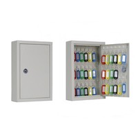 Armoire murale de gestion de clés en acier laminé à froid gris clair, à coins carrés, avec capacité de 40 clés, coffres-forts