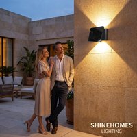 Applique murale solaire LED extérieure en acrylique à faisceau croisé, étanche IP54, sans câblage, éclairage haut/bas, décoration extérieure, OEM ODM disponible