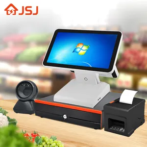 JSJ1000-Sistema de Terminal táctil para cajero, dispositivo de punto de venta con pantalla Dual de 11,6 pulgadas y 15,6 pulgadas, Pos