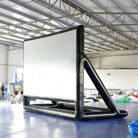 Écran de projection gonflable pour films en plein air avec souffleur silencieux pour les fêtes, la piscine et les divertissements en extérieur, projection avant/arrière