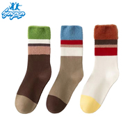 Neue Nische Design Nerz Samt Hochwertige Socken Farb block Warme Frauen Winters ocken auf Lager Streifen Retro Custom Strick Socken