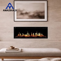 AMAZBUILD Cheminée électrique LED moderne personnalisée à flamme dynamique haute simulation, intégrée, à économie d'énergie pour salon