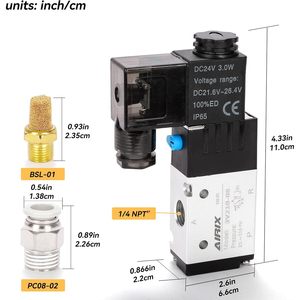 Vanne solénoïde pneumatique Airix 3V210-08 DC24V 1/4 po NPT 2 positions 3 voies pilotée à bobine simple à réponse rapide électrique - Product Image 2