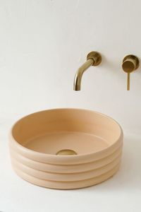 Lavabo redondo de hormigón acanalado verde salvia, lavabo de cemento con nervaduras para encimera, lavabo de baño de GFRC, venta al por mayor, Vietnam - Product Image 6