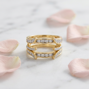 Women's Yellow Gold Plated Moissanite Eternity Band <b>925</b> <b>Silver</b> <b>Ring</b> Round Brilliant Cut Channel Setting Geometric Luxury Style - Product Image 2