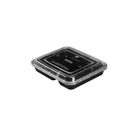 Récipient à emporter jetable avec 3 compartiments et assiettes jetables avec couvercle