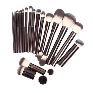 Brown Silver Luxury 20Pieces Make Up Brushes Synthetic Vegan Professional Makeup Brush Set Private Label Brochas De Maquill