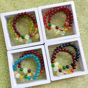 กำไลข้อมือหินอาเกตจีนโบราณแบบเลียนแบบสำหรับผู้หญิง กำไลลูกปัดสีแดงพร้อมจี้รูปน้ำเต้า - Product Image 3