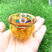 Lavabo del Tesoro dorado de cristal hecho a mano con Yuan Bao, buena suerte, riqueza, prosperidad, coleccionables, decoración Feng Shui