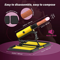 Máquina Sexual Portátil KRSJJ con Control Remoto Amarillo, 3 Vibraciones, 3 Modos de Empuje, Calor Automático, Dildo, Pistola de Amor para Mujeres