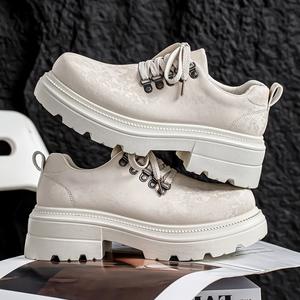 Chaussures à lacets <span class=keywords><strong>en</strong></span> <span class=keywords><strong>cuir</strong></span> pour hommes augmentant la taille, style britannique décontracté, Derby unique, tendance automne-hiver 2025 - Product Image 2