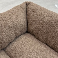 Lit pour chien Etrip Pet Warm Luxury Calming Cute Teddy Fleece Brown avec fond antidérapant