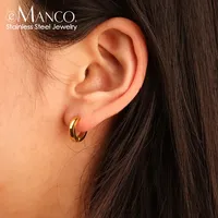 Boucles d'oreilles créoles géométriques classiques EMANCO pour femmes et jeunes filles, en acier inoxydable épais, bijoux de bureau/carrière, fiançailles, nouvelle tendance 2025