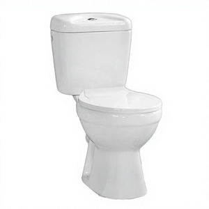 Inodoro moderno de cerámica con doble descarga, taza cuadrada, trampa en P, descarga por arrastre, de 2 piezas, montado en el suelo, con descarga ciclónica para baño - Product Image 4