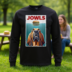 T-shirt à manches longues pour amoureux des chiens, parodie de Bloodhound et Hamburger Parody Jowls - Product Image 3