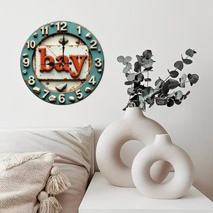 Round Wooden Wall <b>Clock</b> 25x25Cm Silent Non Ticking Hotel Restaurant Decor <b>Clock</b> - Product Image 2