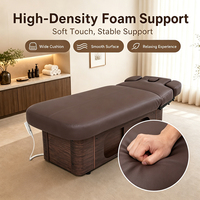 Table de massage électrique à 4 moteurs avec base en bois et tiroirs de rangement, lit de spa confortable avec coussin chauffant intégré pour le réchauffement