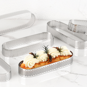 <span class=keywords><strong>Set</strong></span> di 6 Stampi per Torte Ovali Senza Cuciture in Acciaio Inox da 5 Pollici, Stampo per Dessert Francese, Utensili per <span class=keywords><strong>Pasticceria</strong></span> - Product Image 1