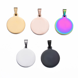 Feine handgemachte DIY runde Erkennungs marken Charm Anhänger Edelstahl <span class=keywords><strong>Dentity</strong></span> Card Hanging Plate Anhänger Zubehör Modeschmuck - Product Image 1