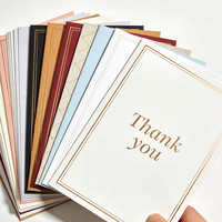 Tarjeta de agradecimiento personalizada con bloques de color y papel dorado, tarjeta de notas de negocios, tarjeta de papelería de agradecimiento para regalo a clientes.