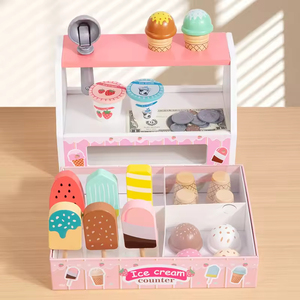 Juego de rol de madera <span class=keywords><strong>para</strong></span> bebés, carrito de helados, juegos educativos preescolares, <span class=keywords><strong>caja</strong></span> <span class=keywords><strong>registradora</strong></span>, juego de cocina, juguetes <span class=keywords><strong>para</strong></span> niños y <span class=keywords><strong>niñas</strong></span> - Product Image 4