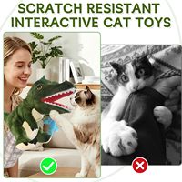 Sarung Tangan Anti Gigitan Kucing, Mainan Interaktif & Boneka Tangan, Boneka Dinosaurus Plush untuk Anak Kucing & Kucing Indoor