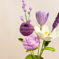 Bunga Rajut Buatan Tangan Grosir Buket Bunga Buatan Rajut Tulip Lavender Mawar Benang Dekorasi Rumah